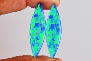 Paire d'opales forme marquise 9 carats (CTW) taille cabochon 38x11x2 MM, magnifiques et étincelantes, pour la fabrication de bijoux fins, pierres précieuses - Product Image 3