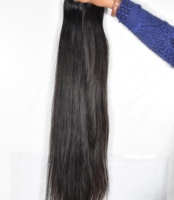 Faisceau naturel noir non traité cuticule aligné Double trame vague Curl directement fabricants vietnamiens extensions de cheveux humains