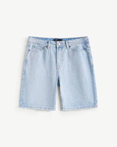 <b>Men's</b> Solid Nonwoven Denim <b>Shorts</b> Point Label Breathable Casual Summer Mid Waist Straight Fit Drawstring Closure Routine Vietnam - Product Image 1