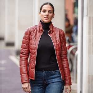 Veste en cuir pour femmes de haute qualité coupe régulière fermeture à glissière poches externes internes fabrication professionnelle pour l'hiver - Product Image 2