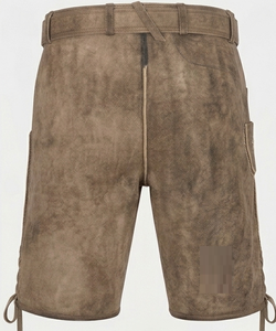 Lederhosen bavaroises pour hommes, shorts en cuir traditionnels brodés, taille haute, style vintage avec motif cerf, fabrication artisanale - Product Image 2