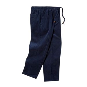 Pantalón de hombre antiarrugas Pantalón de pana azul marino con cintura elástica teñida lisa con bolsillo lateral con cremallera, elaborado con felpa 100% algodón - Product Image 4