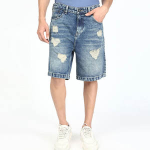 Factory Made Wholesale <b>Men's</b> Casual 100% Cotton Eco-Friendly Denim Shorts-High Waist <b>Elastic</b> Breathable & Quick Dry - Product Image 1