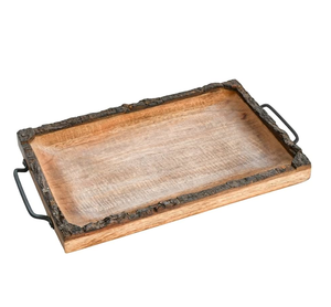 Bandeja de madera para servir con asas de metal Fiestas DE BODA Bandeja para servir café Fabricación Excelente calidad - Product Image 2