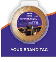 Papel de Hornear Resistente al Calor 220C con Logotipo Personalizado, Revestimiento de Cartón para Airfryer, Resistente al Aceite, Seguro para Alimentos, Compacto, EE. UU.