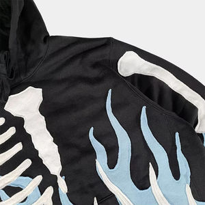 เสื้อมีฮู้ดผ้าฝ้ายแบบสวมหัวทรงโอเวอร์ไซส์ทรงหลวมพิมพ์ลายกราฟิกแบบกำหนดเอง - Product Image 4