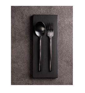 ช้อนเหล็กเคลือบสีดำด้านทำจากมิเรอร์ใช้ซ้ำได้เกรดอาหารช้อนรับประทานอาหาร - Product Image 3