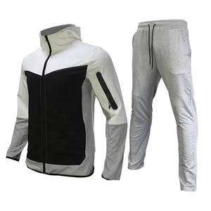 Conjunto de chándal y Sudadera con capucha en blanco apilado de gran tamaño con patrón sólido, chándal informal, trajes para correr para invierno - Product Image 4