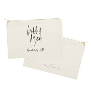 Wild Free Cotton Canvas Cosmetic Bag Ephesians 3:12 Portable <b>Makeup</b> Organizer Hanging Feature Holographic Letter <b>for</b> <b>Storage</b> - Product Image 2