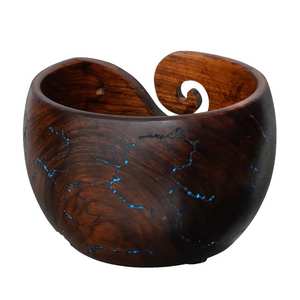 Bol à laine en bois de palissandre indien sculpté à la main, 6 x 4, motif Lichtenberg, magnifique bol à laine antique fait main en bois de hêtre de qualité supérieure - Product Image 2