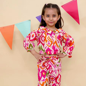 Conjunto de Dos Piezas de Cordón de Seda, Vestido Moderno de Verano para Niñas, Conjunto de Pantalones y Top Corto Informal para Niñas Pequeñas, Ropa al por Mayor - Product Image 1