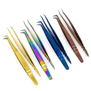 Pince à épiler à volume classique incurvée personnalisée de haute qualité pince à cils à pointe en fibre 45 pince à épiler Nano Grip à 90 degrés Extension de cils - Product Image 6