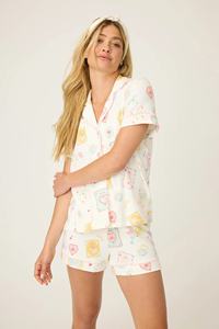 Pijamas de Seda de Lujo con Estampado Personalizado, Ropa de Dormir de Verano, Pijamas de Manga Corta para Mujer - Product Image 3