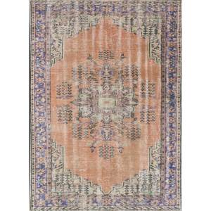 Alfombra de Lana Anudada a Mano de Gran Tamaño, Diseño de Medallón Rojo y Naranja, para Sala de Estar, Pasillo Rectangular, Modelo Pae-2933 - Product Image 1