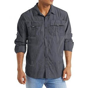 Camisas Cargo de Manga Larga para Hombre, Estilo Safari, Cómodas, de Alta Calidad, Sólidas, de Poliéster/Algodón, Transpirables, con Logotipo Personalizable - Product Image 2
