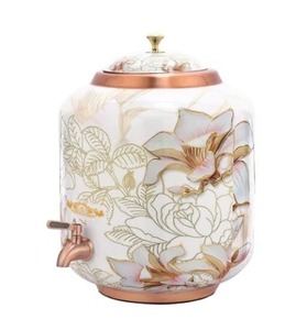 Gran Oferta, Matka de Cobre Esmaltado Heritage de 8 Litros, Jarra de Agua de Cobre Antigua con Esmalte, Olla de Cobre Esmaltada Clásica - Product Image 1