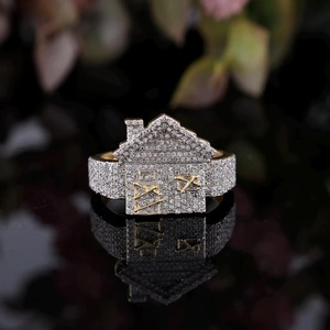 Diseño de moda Redondo Corte brillante Moissanite Diamante Diseño para el hogar Personalizado Estilo Hip Hop Iced Out Ring para FIESTA DE LA India - Product Image 1