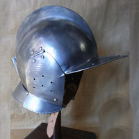 Casco BURGONET, Réplica de Casco Borgundo Hecho a Mano con Metal Cortado a Troquel y Esmalte Incrustado, para Reenactaciones Históricas y Coleccionistas