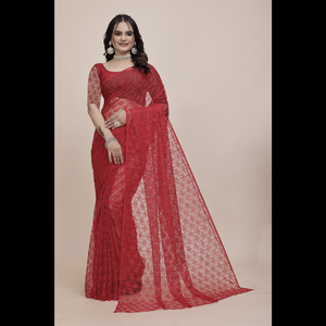 Verano de las mujeres listo para usar con estampado floral arte seda Saree estilo Bollywood con blusa sin costuras para cualquier ocasión - Product Image 1