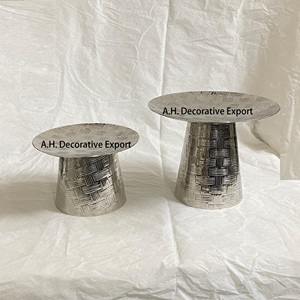 Soporte de pastel de aluminio niquelado con Juego de 2 centro de mesa de boda vajilla comida y aperitivos bandeja para servir utensilios para hornear pastel herramienta - Product Image 5