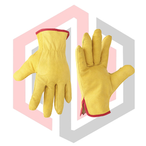 Yellow Leather Grain Texture Breathable <b>Silicone</b>-Free Customizable Length Heavy-Duty Driver <b>Gloves</b> for Outdoor Gardening Safety - Product Image 4