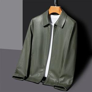 Genuine Leather <b>Jacket</b> <b>Men's</b> Lapel Autumn and Winter Thin Thick <b>Velvet</b> Thick Natural Sheep Leather <b>Jacket</b> - Product Image 5