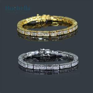 Pulsera de Tenis con Diamantes de Moissanita en Baguette, Chapada en Oro Blanco de 18k y Plata de Ley 925 de 4mm, para Hombre, Gran Venta - Product Image 3