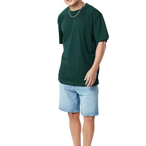 T-shirt décontracté d'été 2026 pour homme, col rond, manches courtes, personnalisé, vert foncé, coupe oversize – T-shirt unisexe en coton style streetwear - Product Image 1