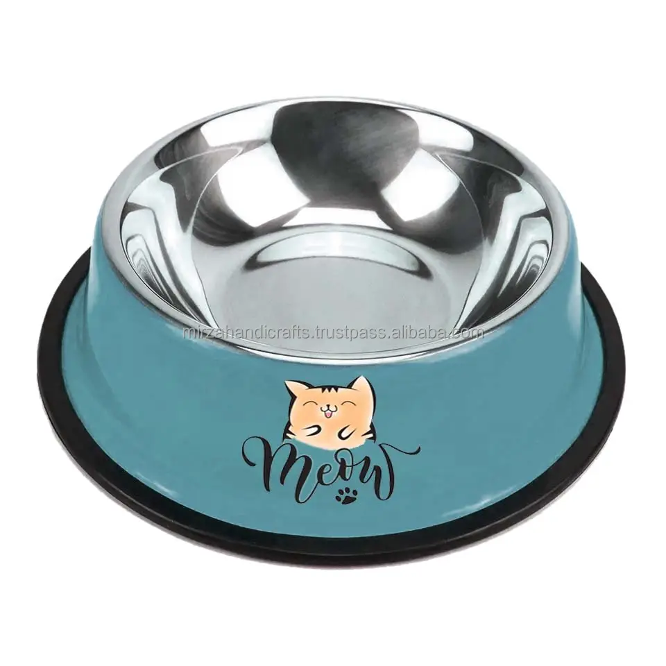 Cat Bowls 2 Pack Small Medium Pet Feeding Bowls Food Water Bowls with Non-Slip Silicone Sole Stainless Steel Cat Dishes