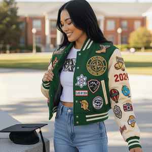 Veste universitaire pour femme, hiver 2026, sur mesure, veste d'équipe universitaire, coupe en cuir, polaire en coton respirant, université pour femme - Product Image 4