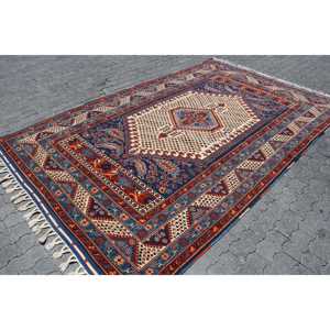 Alfombra Turca Grande, Alfombra Vintage de 6.4x10.2 pies, Alfombra de Lana Azul - Product Image 3