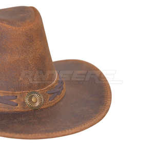 Chapeau de cowboy en cuir de buffle, chapeau western de haute qualité, bande en dentelle concho, fabricant de chapeaux de cowboy, couvre-chef de ranch, chapeaux en cuir pour hommes - Product Image 3