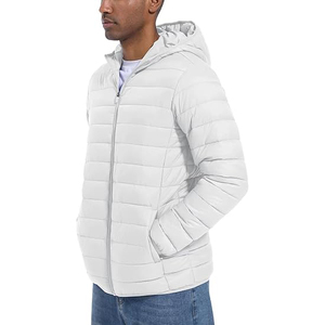 Veste matelassée rembourrée pour hommes Sangle de marque réfléchissante personnalisée Poignets réglables thermoscellés Quilting Platinum Grey - Product Image 1