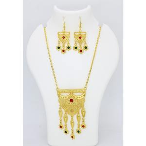 Arabic Jewelry NECKLACE SET ETHNIC FASHION AFRICAN GOLD PLATED <b>Chain</b> Pendant Earrings Dubai UAE Indian Jewelry - Product Image 6