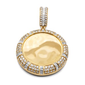 D'VINS JEWELS 14K Yellow <b>Gold</b> Round <b>Pendant</b> Lab Grown Diamond Certified Unisex Hip Hop Jewelry Gift - Product Image 1