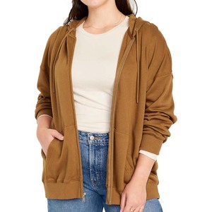 Sudadera con capucha ligera con cremallera para mujer con manga larga recortada transpirable de talla grande sudaderas con capucha para mujer de Pakistán - Product Image 1