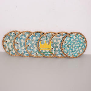 ถาดรองแก้วหวายดีไซน์คลาสสิกงานแกะสลักฝังมุกแฮนด์เมดสำหรับร้านอาหารดีไซน์ยุโรป - Product Image 1