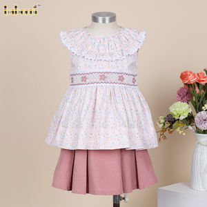 Ensembles de vêtements pour filles Smocked Trapeze Top ODM OEM Romper pour garçons vêtements pour enfants-DR4424 - Product Image 1