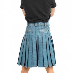 Kilt Utilitario Escocés Moderno 2026 en Mezclilla Azul con Pliegues, Bolsillos con Cremallera y Cierre de Broche - Product Image 5