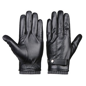 Prix de gros Gants d'hiver thermiques chauds en cuir de mouton véritable Écran tactile Coupe-vent Entraînement Conduite Cyclisme Quotidien Adultes - Product Image 1