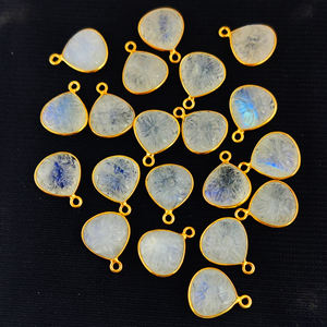 Rainbow Moonstone Natural Heart Shape 12mm Gemstone Pendant 925 Sterling Silver Bezel Charm -Jewelry & Necklace Making Charm - Product Image 6