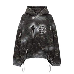 Ripped Distressed Vintage Sun Faded Heavyweight 500GSM Algodón Drop Shoulder Oversized Customized Streetwear Hoodies - Product Image 6