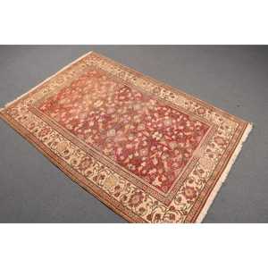 พรมขนาด 3.7x5.4 ฟุต, พรมวินเทจตุรกี, พรมลายดอกไม้สีแดง - Product Image 1