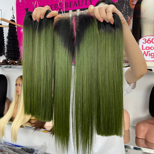 ใหม่สีOmbreสีเขียวกระดูกตรงผมมนุษย์คู่วาดเวียดนามRemyกระดูกผมตรงคุณภาพดี - Product Image 3