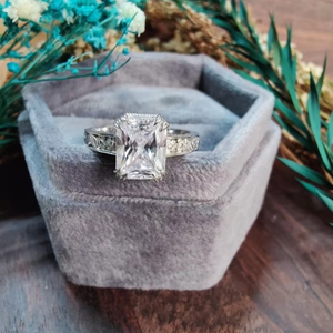 925 Silver Radiant Cut Wedding Band Vintage 2.50 CTW Original Moissanite Diamond Engagement Ring Fine Jewelry for Women - Product Image 1