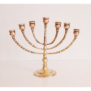 Creative Quality Metal Brass Menorah Candle Holder Gold Finish Candelabra For <b>Hanukkah</b> And Home <b>Decor</b> Candle Holder - Product Image 2