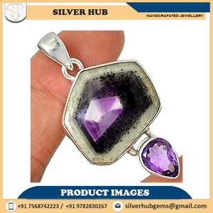 Última colección 925 plata esterlina sólida Super amatista colgante joyería con piedras preciosas naturales para la venta al mejor precio - Product Image 4