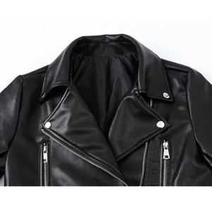 แจ็กเก็ตหนังสำหรับผู้หญิงเสื้อแจ็คเก็ตแฟชั่นเสื้อถัก - Product Image 4