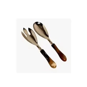 Couverts à poignée en émail Designer en bois naturel poli Vaisselle Ensemble de couverts en acier inoxydable - Product Image 2