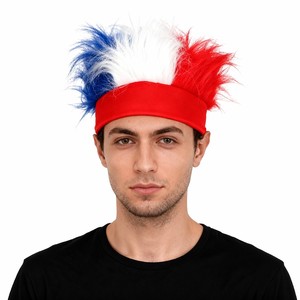 Bandeau Perruque pour Supporters de Football avec Autocollant Drapeau National, Bandeau Cheveux Bouclés, Perruques Chapeau Fou de Football, Costume pour Événements Sportifs pour Hommes et <span class=keywords><strong>Femmes</strong></span> - Product Image 2